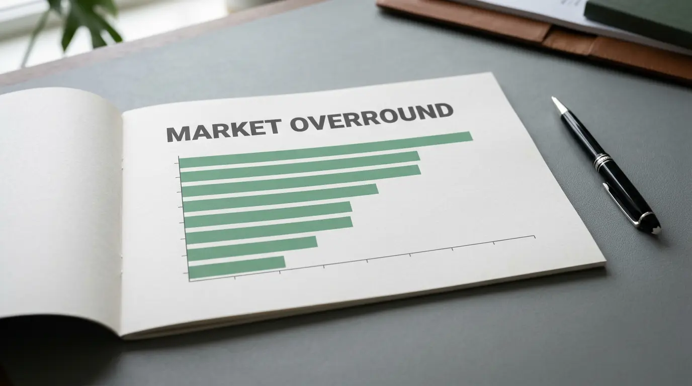 Clean horizontal bar chart on a printed analyst report showing market overround building up across teams